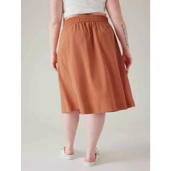 Athleta Arrival MIDI Skirt Size 20 Sunbaked Clay Red NWT Fall Travel Comfort $89 - Picture 2 of 6